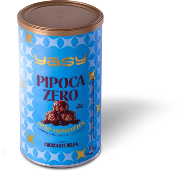 Lata de Pipoca Zero YASY sabor Chocolate Belga